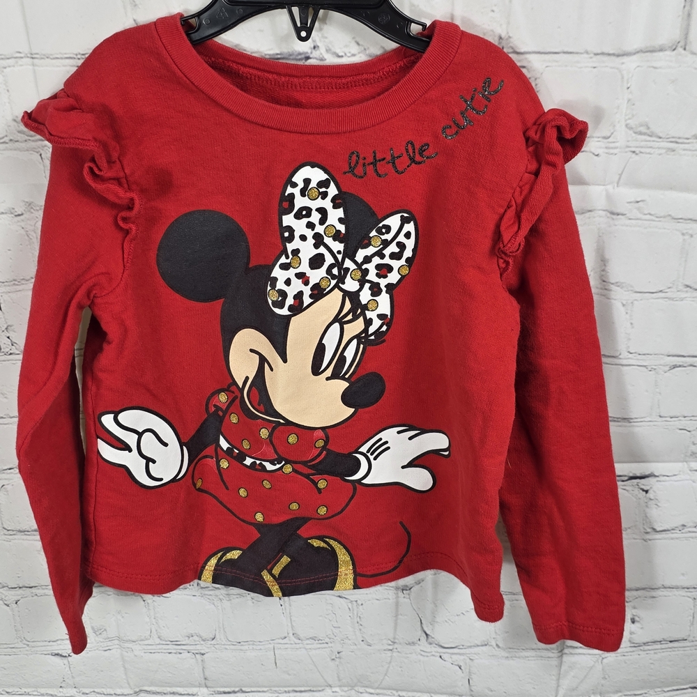 Disney Junior Red Minnie Mouse Long‎ Sleeve Tee 5/6